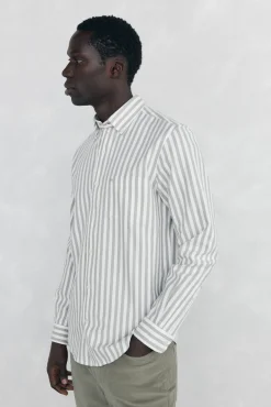 Camisa Oxford Riscas Escovada