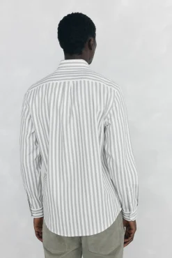 Camisa Oxford Riscas Escovada