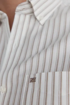 Camisa oxford riscas sem ferro