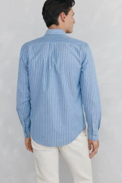 Camisa oxford riscas sem ferro