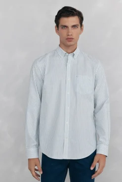 Camisa oxford riscas sem ferro