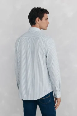 Camisa oxford riscas sem ferro