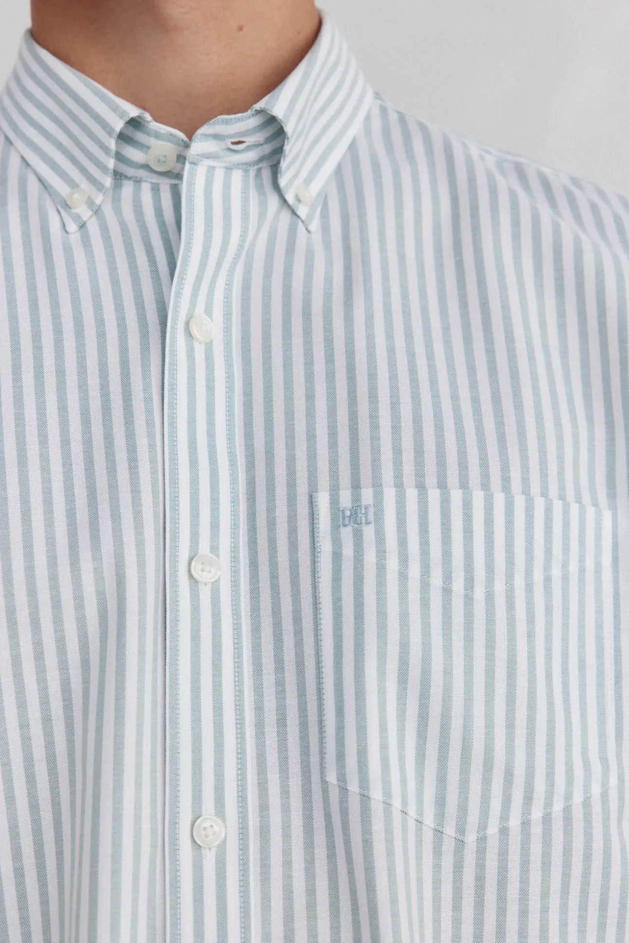 Camisa oxford riscas sem ferro