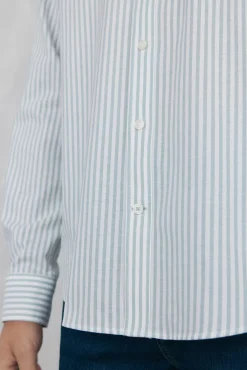 Camisa oxford riscas sem ferro