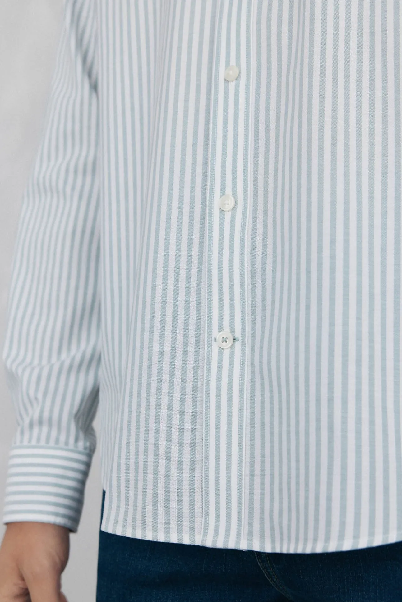 Camisa oxford riscas sem ferro