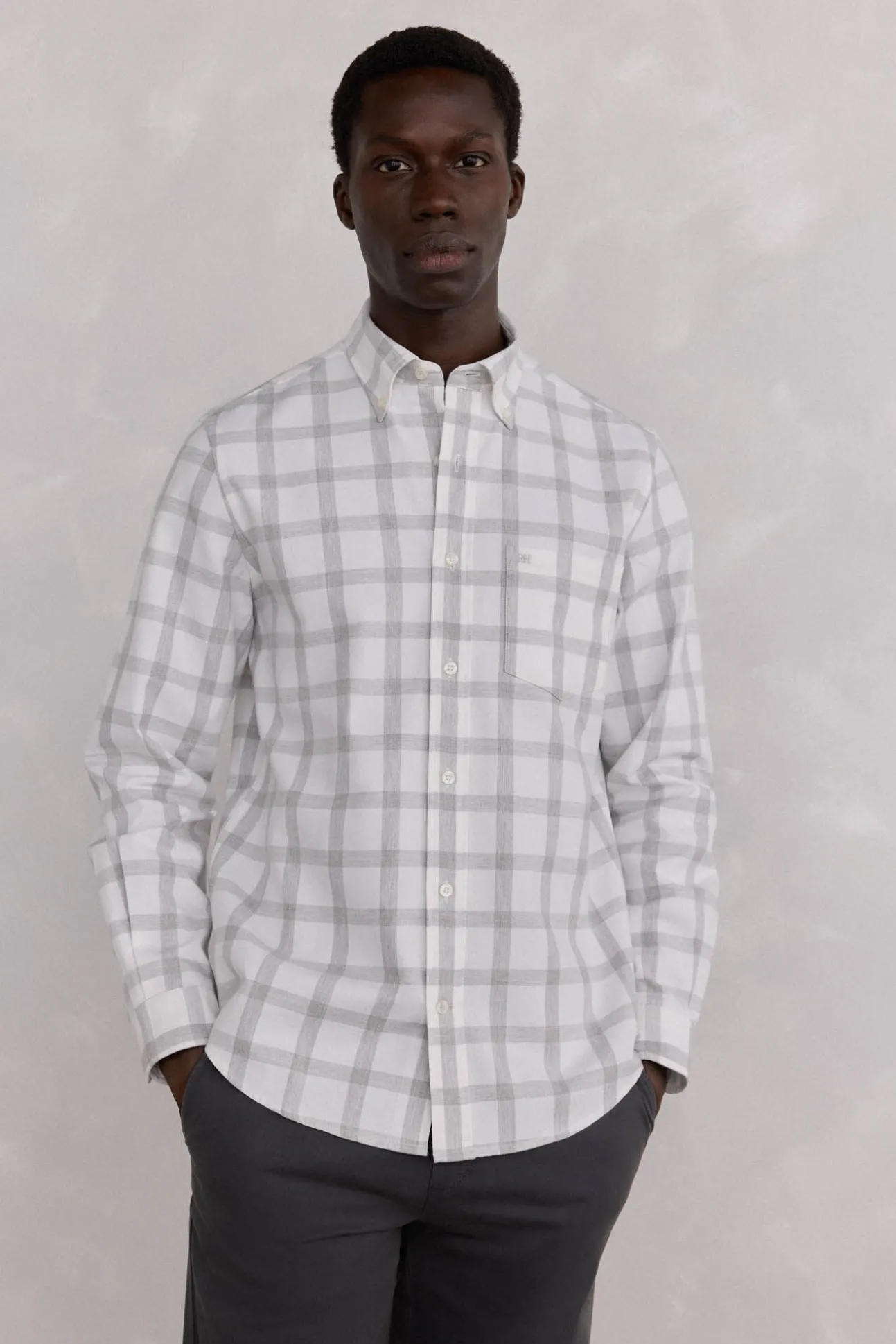Camisa Oxford Xadrez Escovada