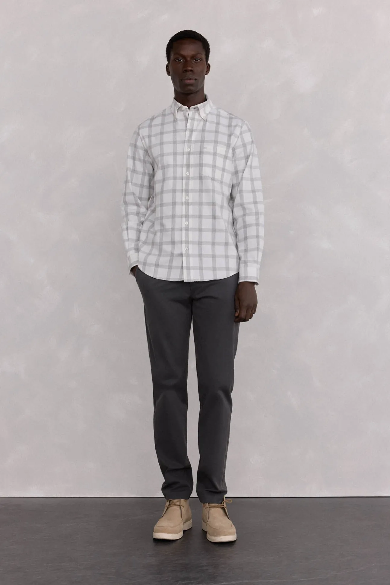 Camisa Oxford Xadrez Escovada