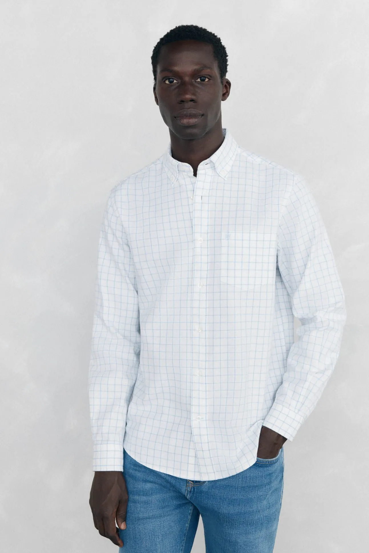 Camisa Oxford Xadrez Escovada