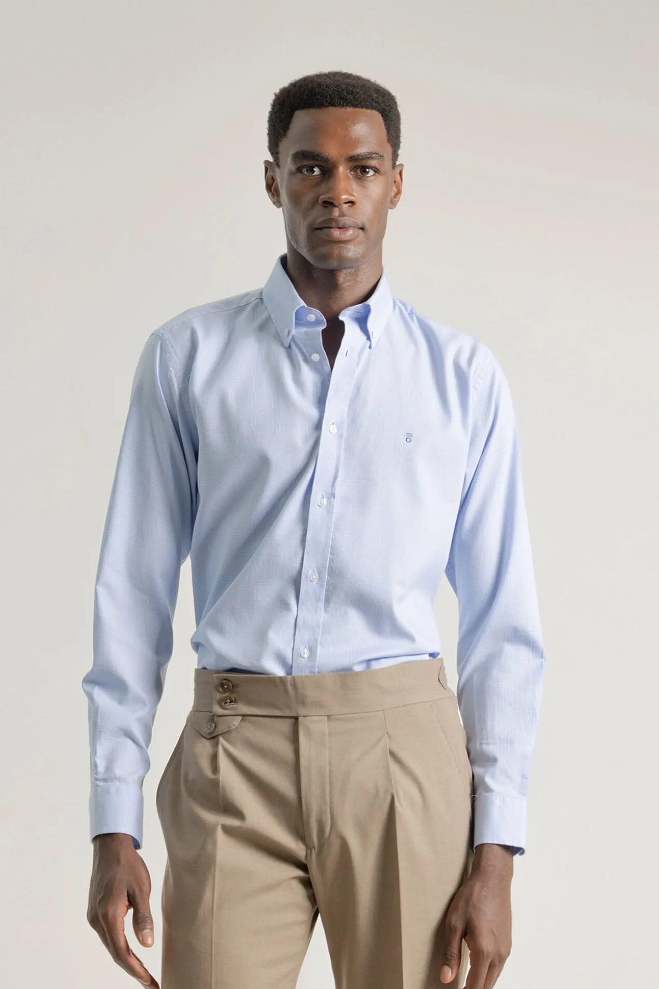 Camisa pied- de-pied-de-poule slim fit