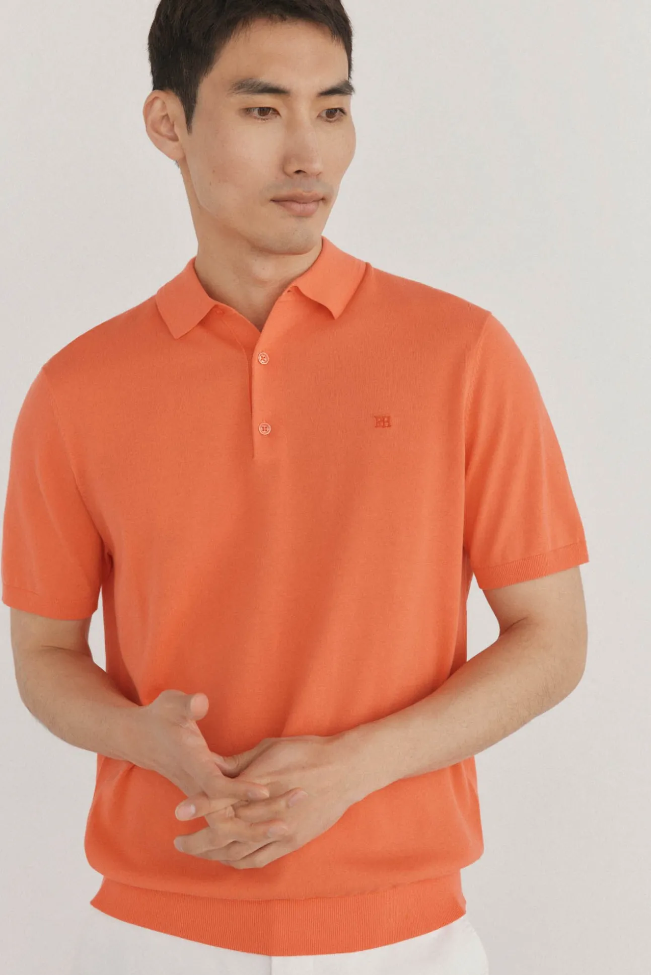 Camisa polo de algodão de manga curta premium