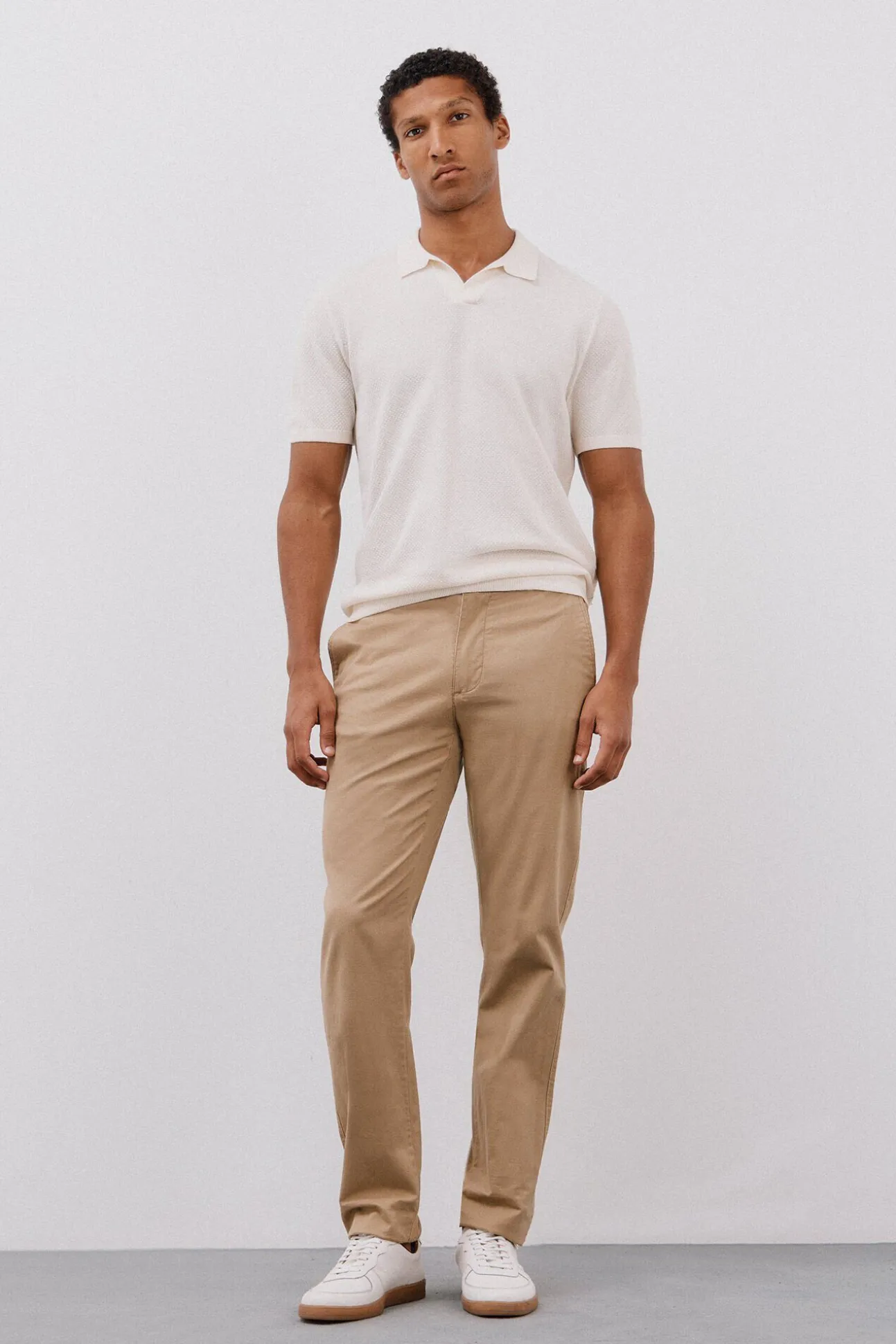 Camisa polo de algodão estruturada de manga curta
