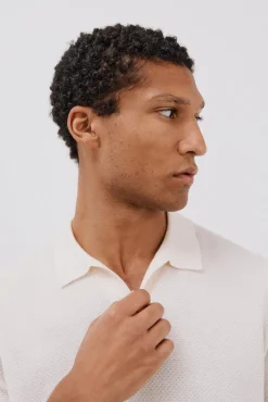 Camisa polo de algodão estruturada de manga curta