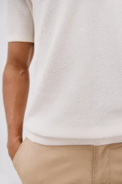 Camisa polo de algodão estruturada de manga curta