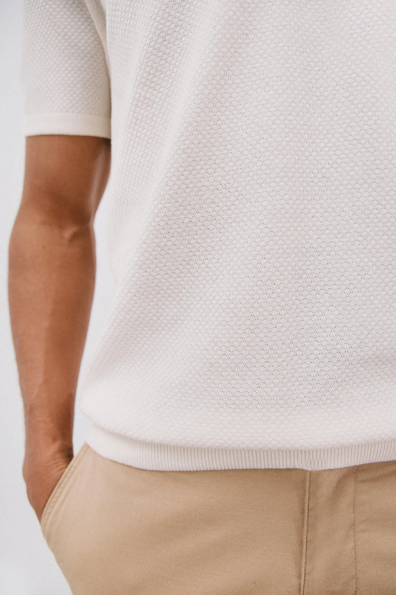 Camisa polo de algodão estruturada de manga curta