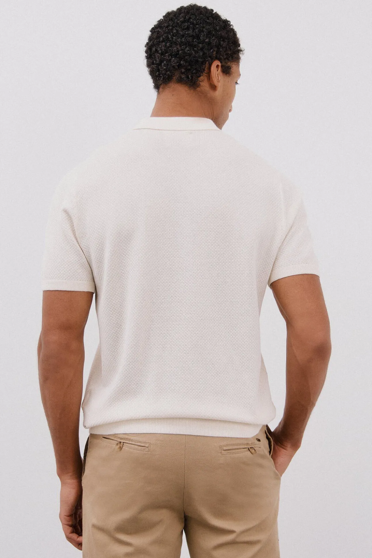 Camisa polo de algodão estruturada de manga curta