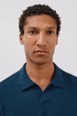 Camisa polo de algodão estruturada de manga curta