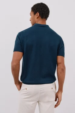 Camisa polo de algodão estruturada de manga curta