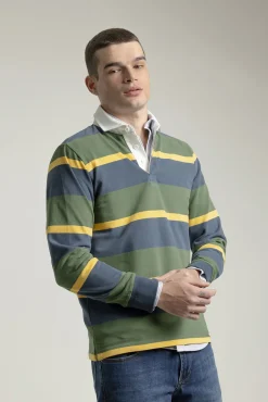 Camisa polo de algodão multi-listrada