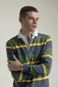 Camisa polo de algodão multi-listrada
