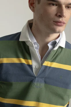 Camisa polo de algodão multi-listrada
