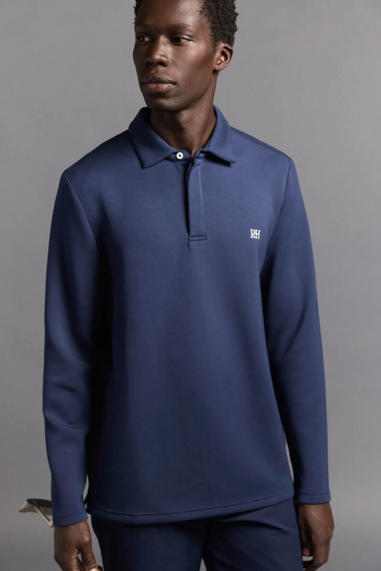 Camisa polo de golfe de manga comprida liso