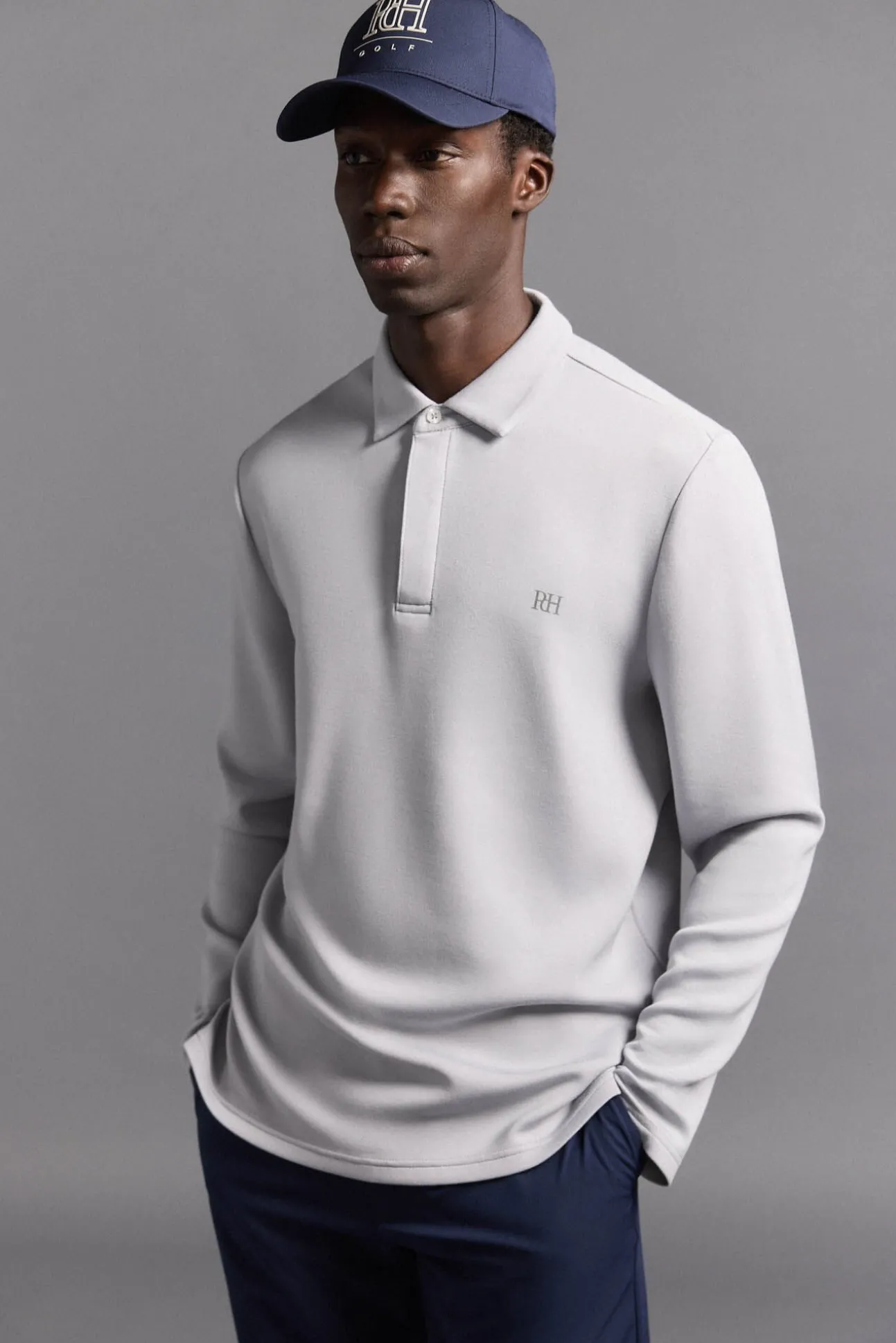 Camisa polo de golfe de manga comprida liso