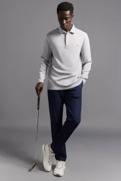 Camisa polo de golfe de manga comprida liso