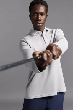 Camisa polo de golfe de manga comprida liso