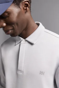 Camisa polo de golfe de manga comprida liso