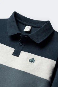 Camisa polo de manga comprida com blocos de cores para menino