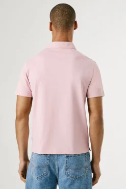 Camisa polo de manga curta com carcela tripla e logo no peito