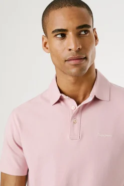 Camisa polo de manga curta com carcela tripla e logo no peito