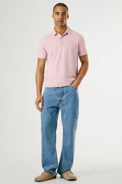 Camisa polo de manga curta com carcela tripla e logo no peito