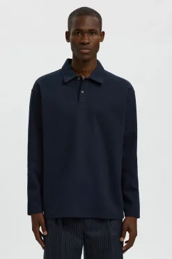 Camisa polo jacquard de manga comprida , 100% algodão orgânico