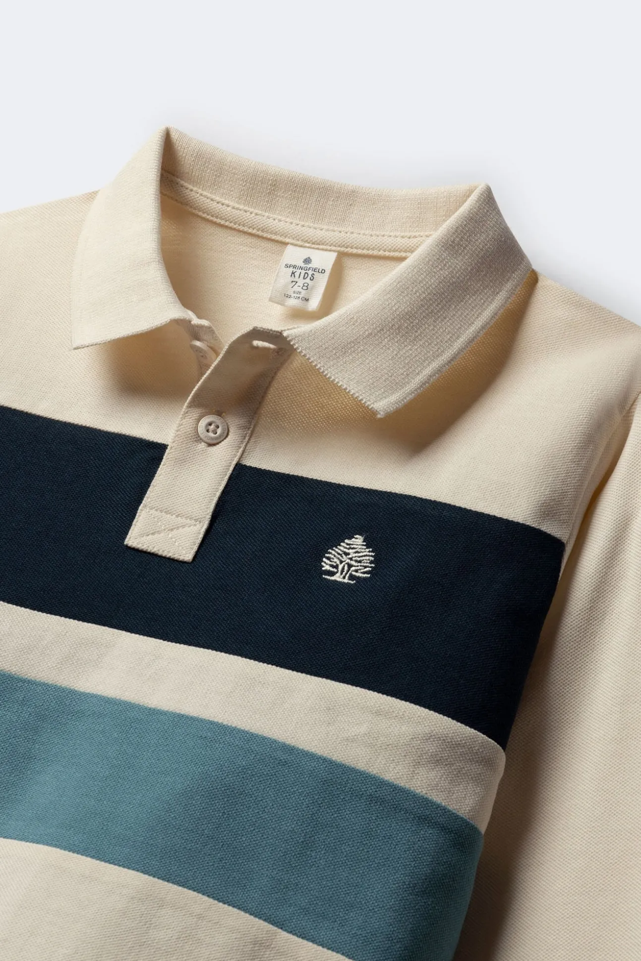 Camisa polo manga comprida com detalhe riscas para menino