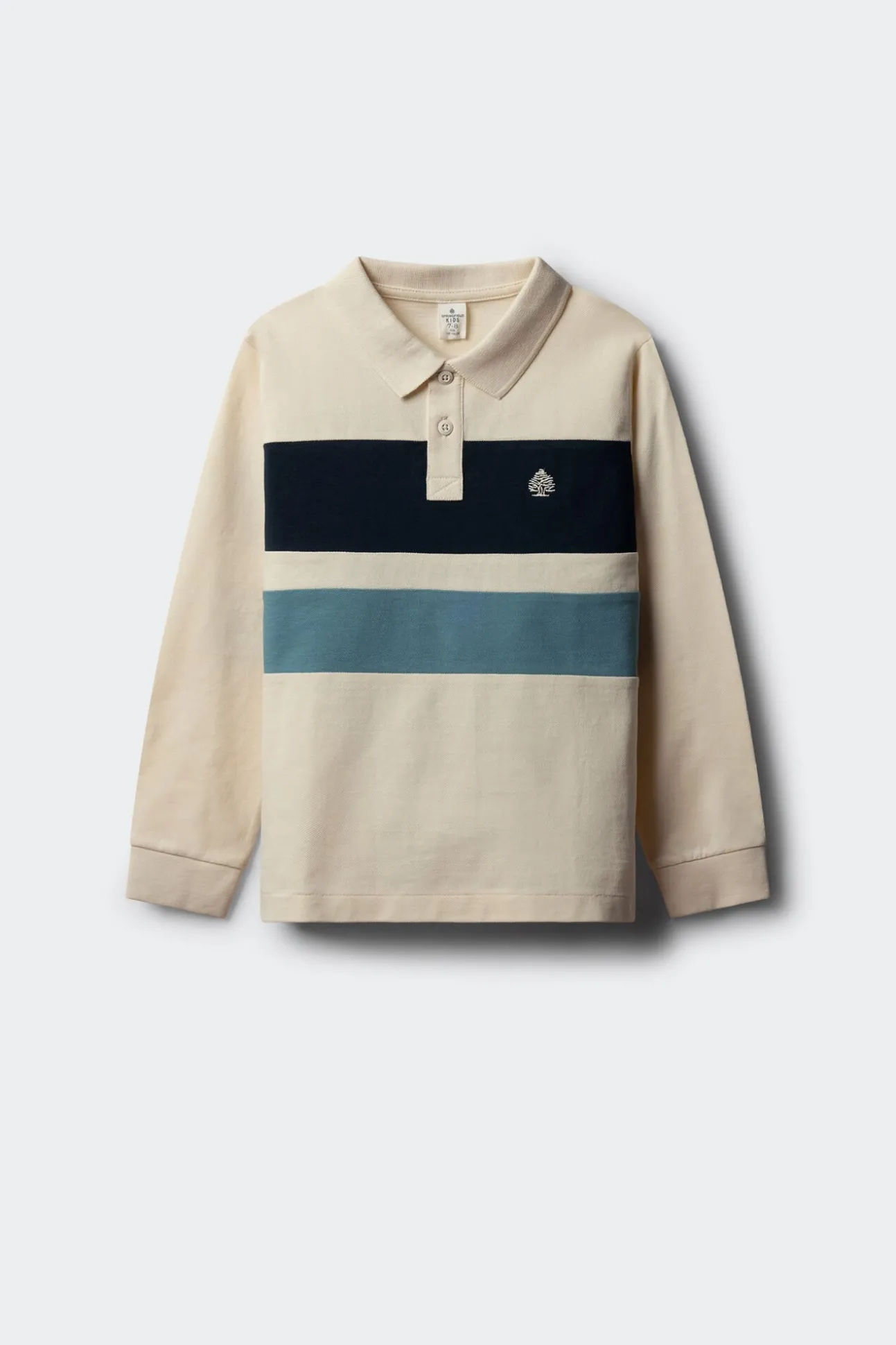 Camisa polo manga comprida com detalhe riscas para menino