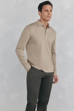 Camisa polo manga comprida mercerizada
