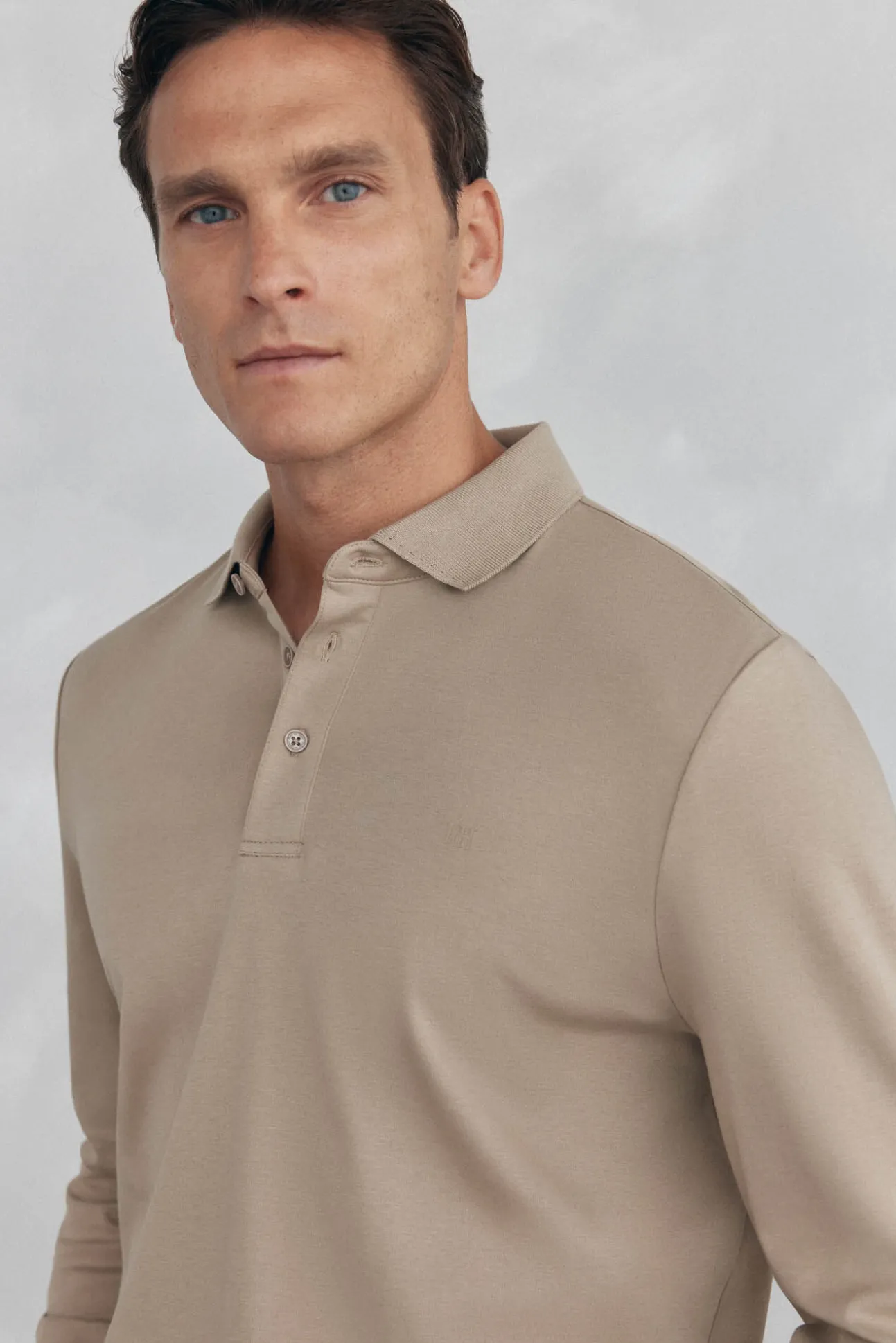 Camisa polo manga comprida mercerizada