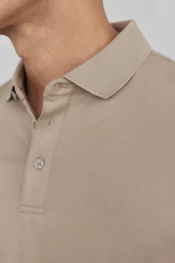Camisa polo manga comprida mercerizada