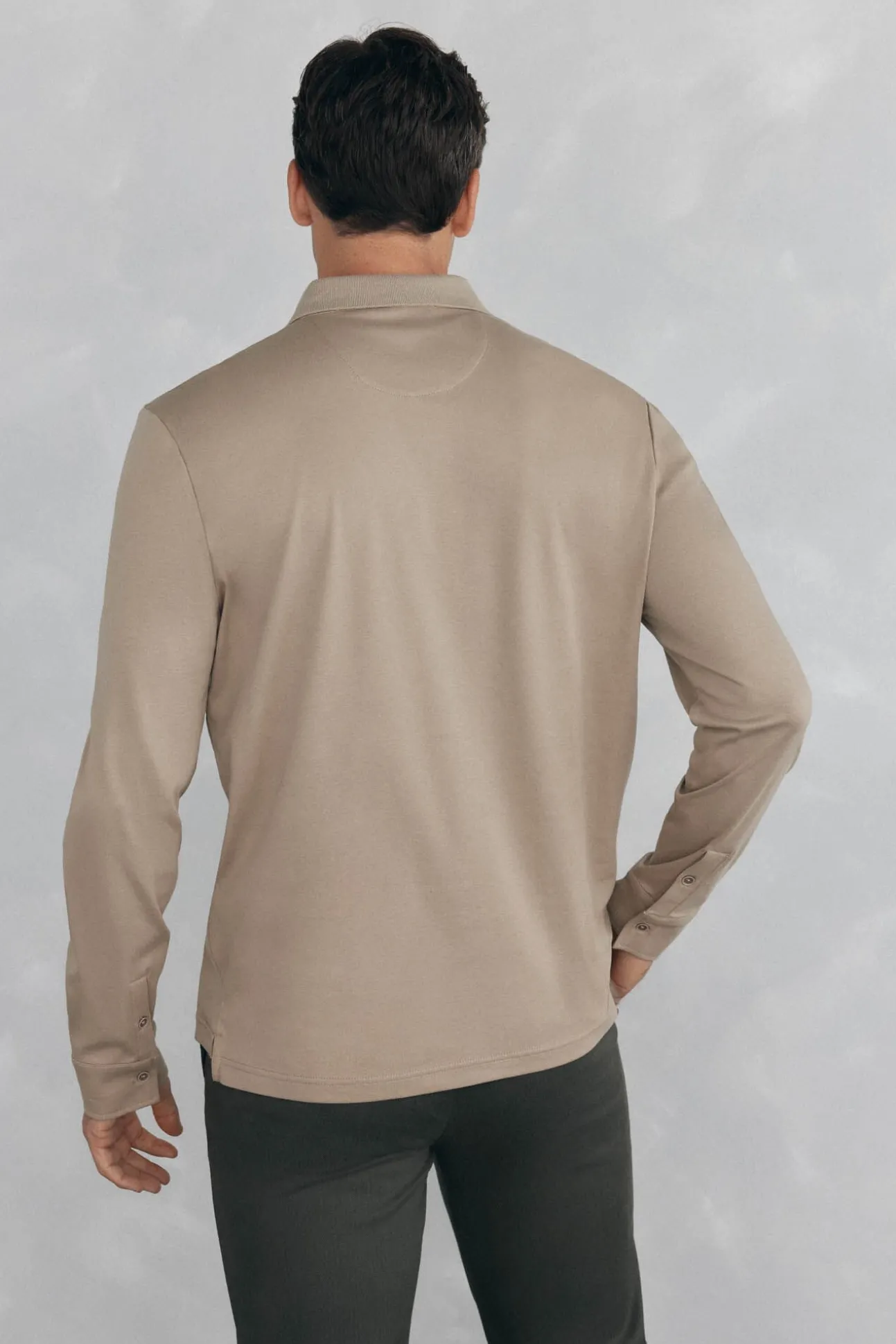 Camisa polo manga comprida mercerizada