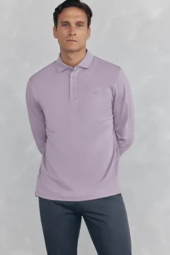 Camisa polo manga comprida mercerizada