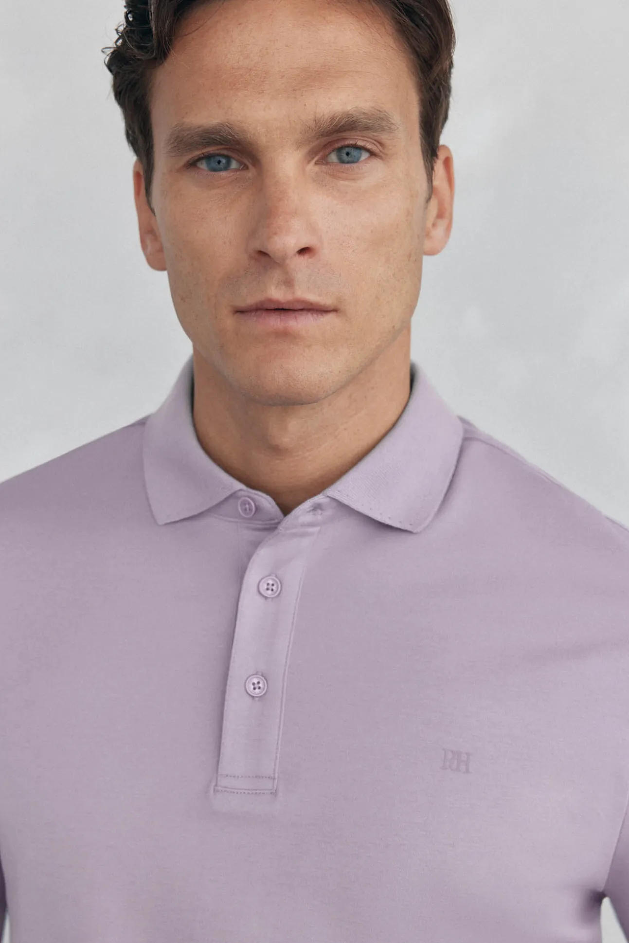 Camisa polo manga comprida mercerizada