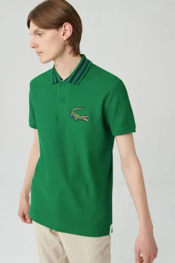 Camisa polo oversize com estampado de crocodilo