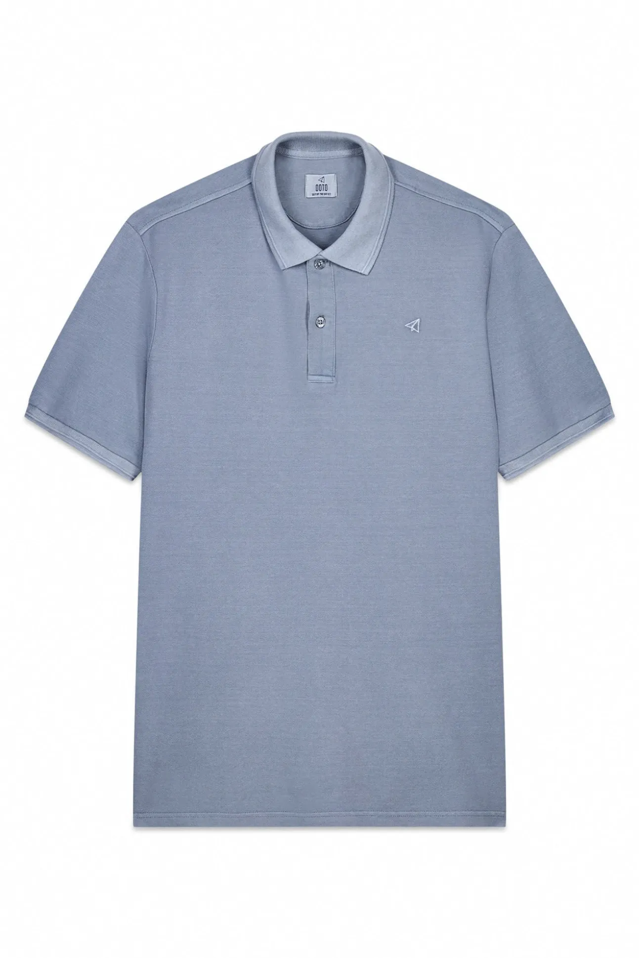Camisa polo piqué lavada com bordado de avião