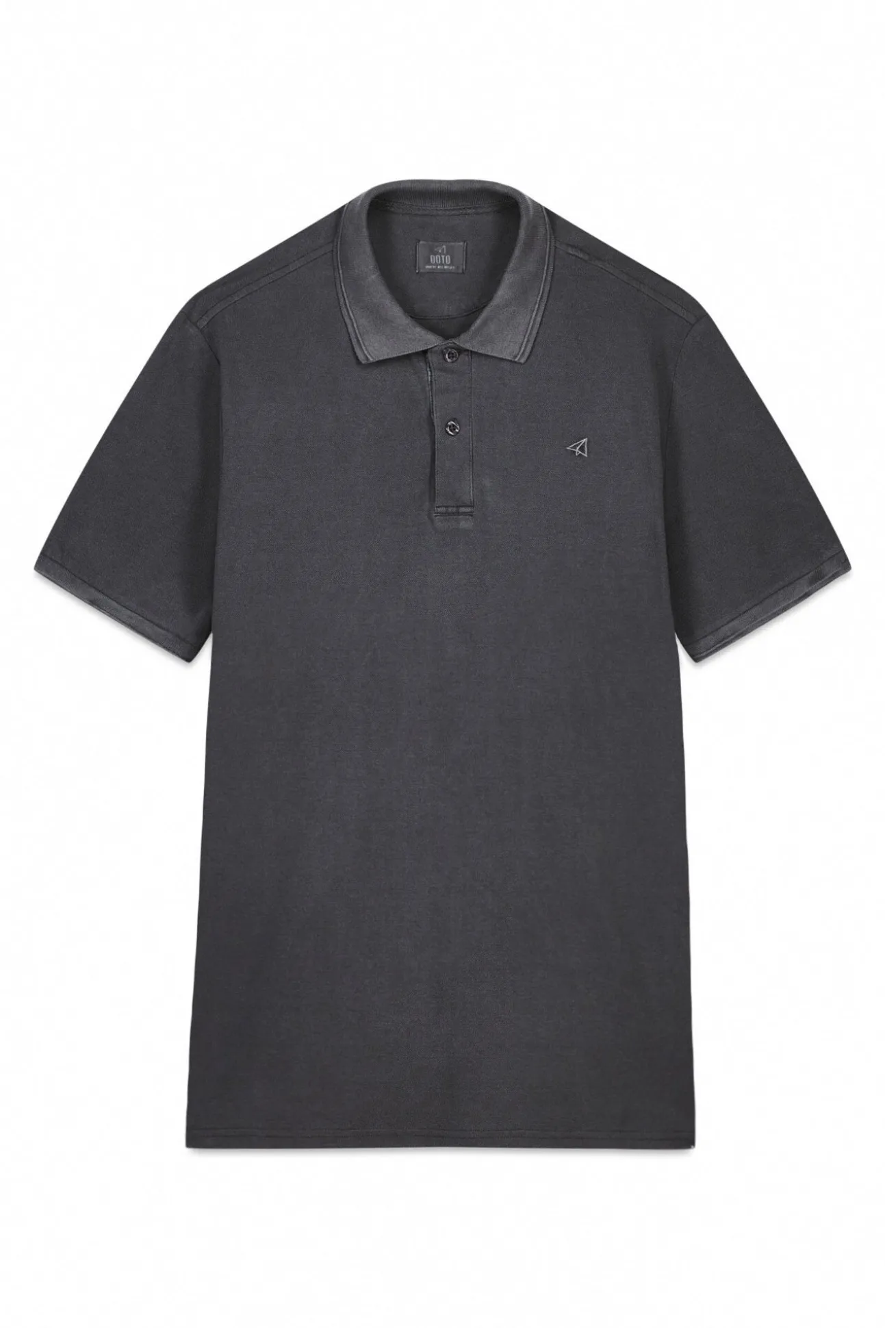 Camisa polo piqué lavada com bordado de avião