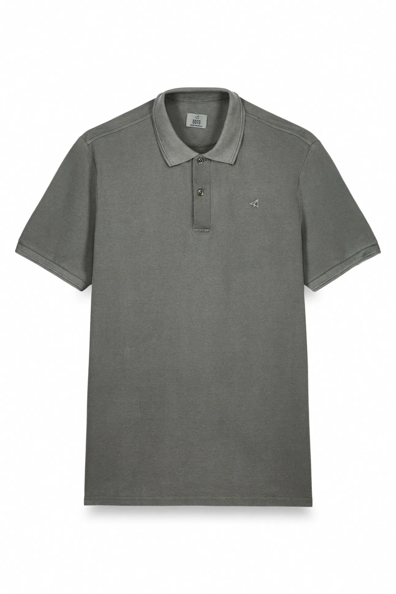 Camisa polo piqué lavada com bordado de avião