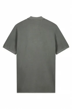 Camisa polo piqué lavada com bordado de avião