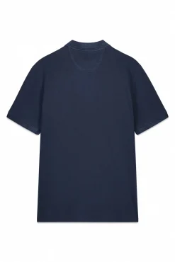 Camisa polo piqué lavada com bordado de avião