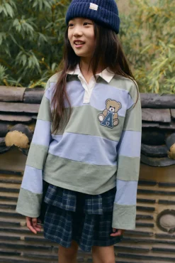 Camisa polo riscas para menina
