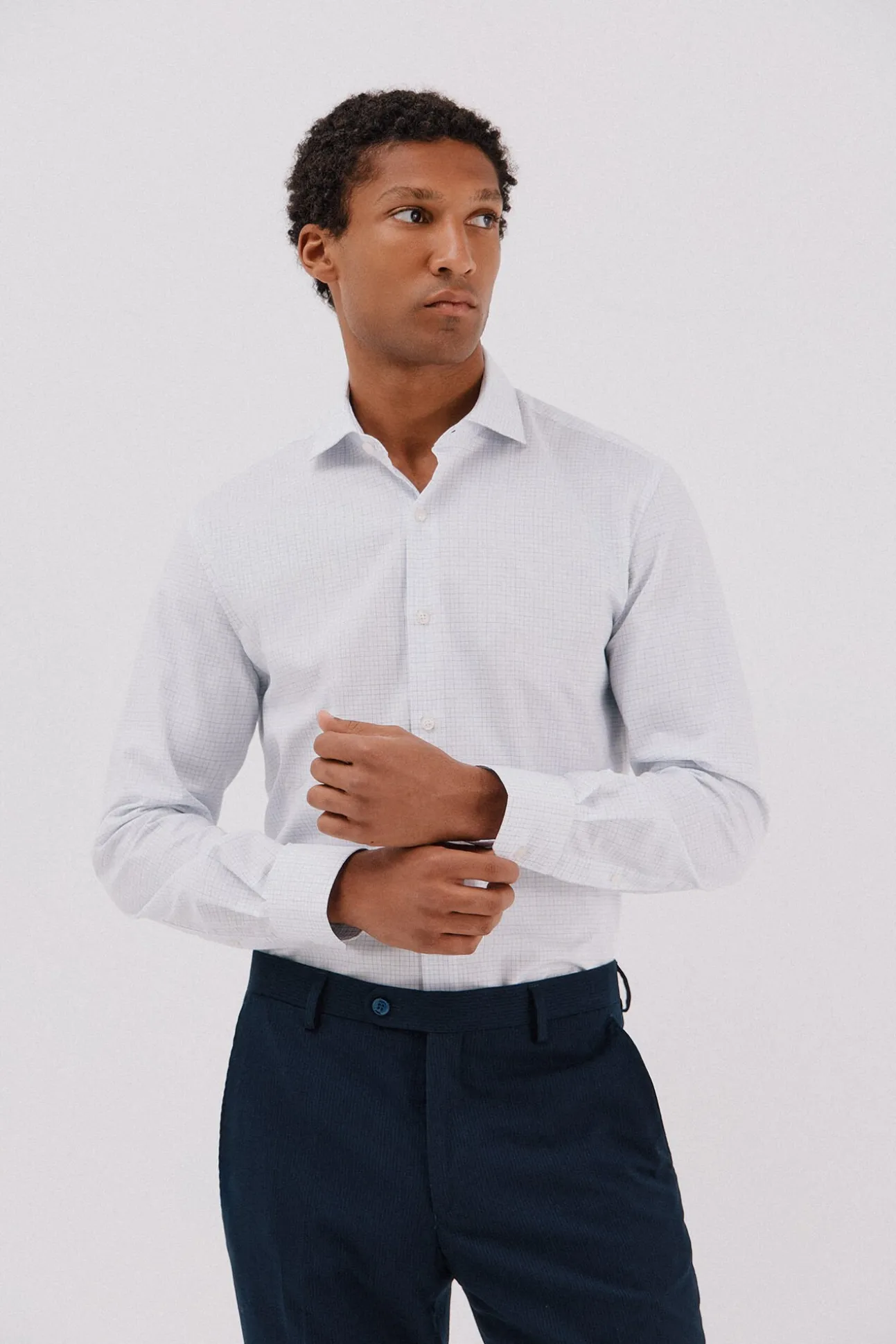 Camisa quadrados fácil de engomar